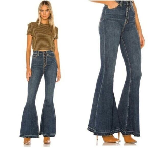 Free People Irreplaceable Flare‎ Button Fly Jean Blue Style Size 29 - Picture 1 of 11